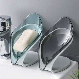 抖音创意透明树叶形肥皂盘浴室卫生间免打孔沥水香皂架叶子肥皂盒