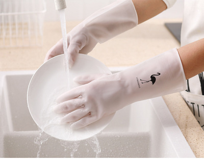 【5双】耐用型洗碗洗菜家用手套 女加厚家务洗衣服橡胶皮防水刷碗